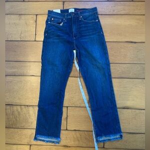 NWT AO.LA by alice + olivia Beautiful Straight Leg Jeans, 29.  Sheared at ankle.